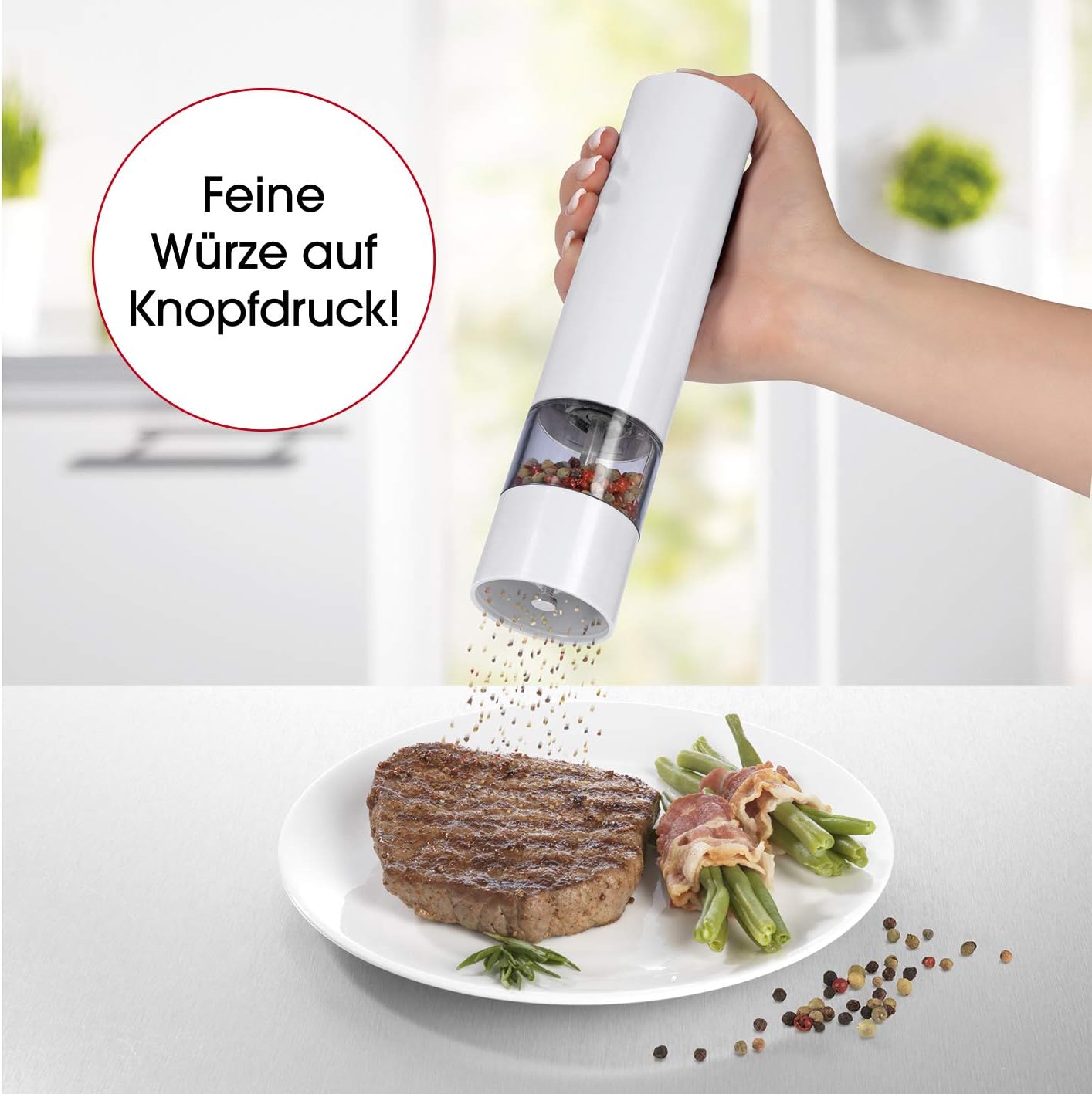 GOURMETmaxx Electric Salt and Pepper Mill with LED Light