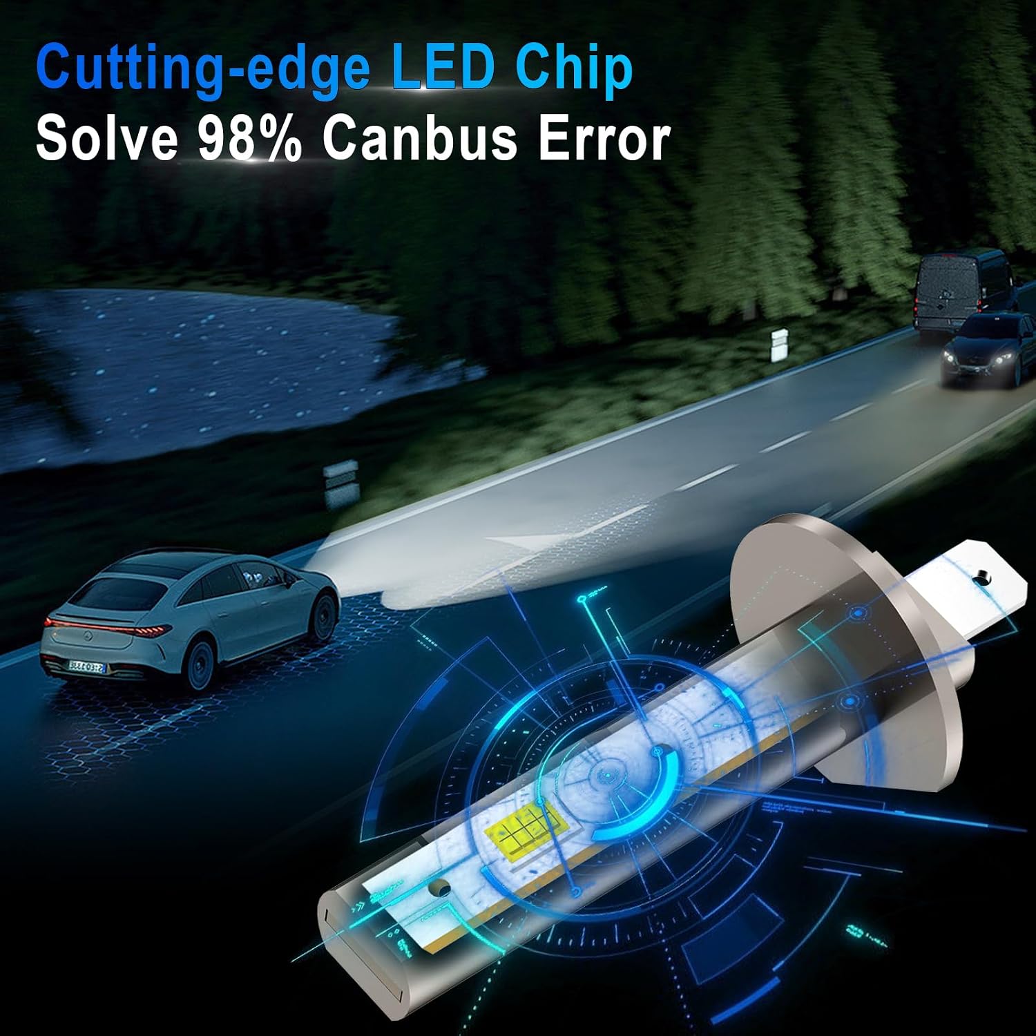 Sycreek H1 LED 100W 22000LM 6500K Cool White CANBUS Car Conversion Kit with Fan, 2 Bulbs