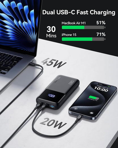 INIU BI-B62 Laptop Power Bank 20000mAh 65W Fast Charging Black