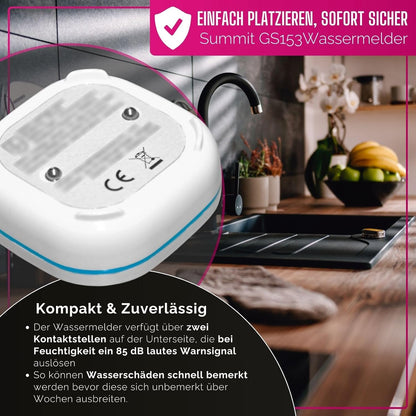 Summit GS153 Compact Battery-Powered Water Detector with 85dB Alarm