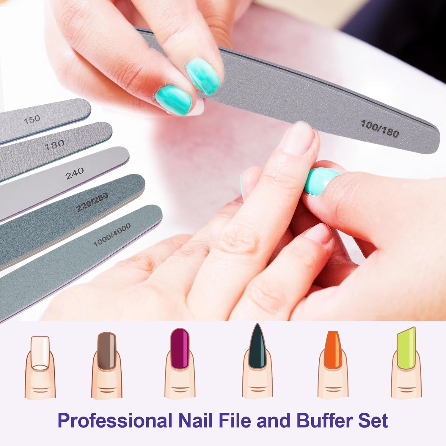 HomeyEra 6-Piece Professional Nail File and Buffer Set