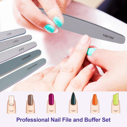 HomeyEra 6-Piece Professional Nail File and Buffer Set