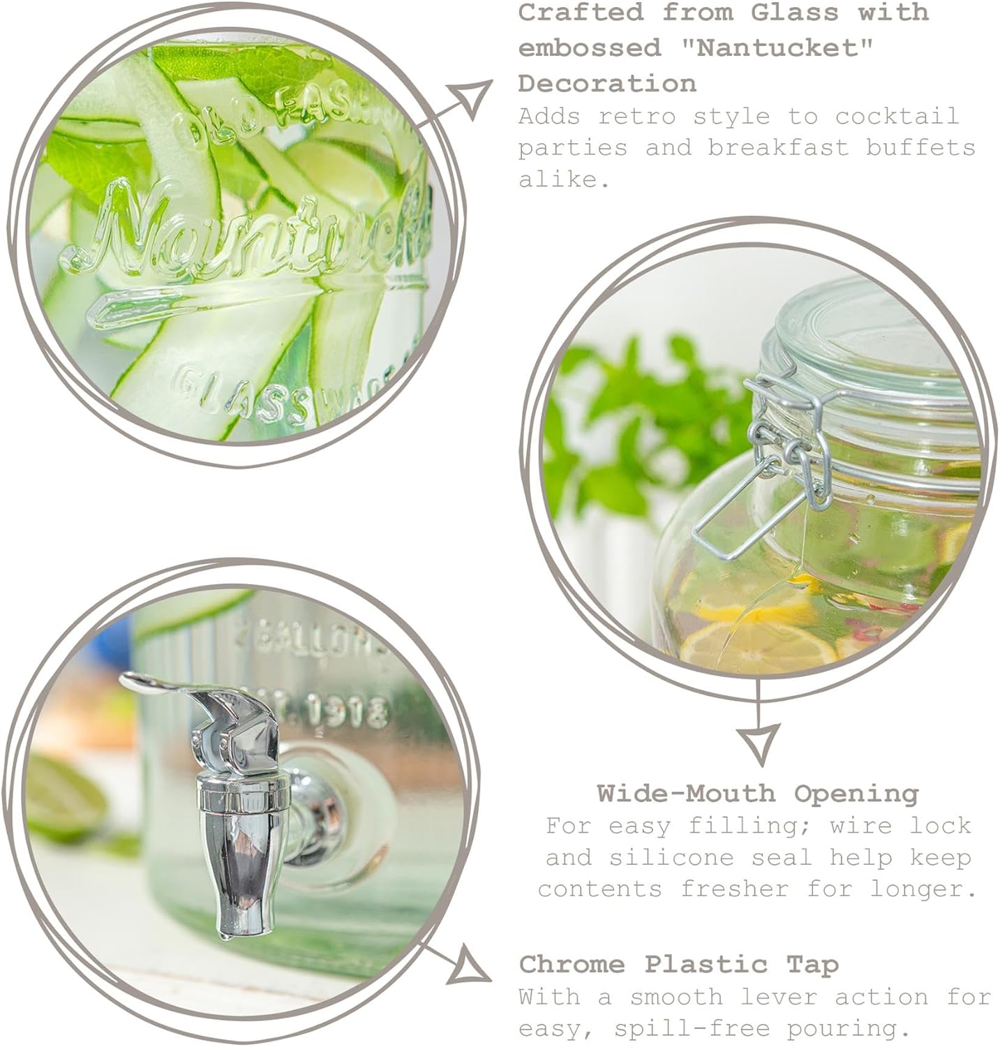 Rink Drink 8.7L Glass Drinks Dispenser with Chrome Tap