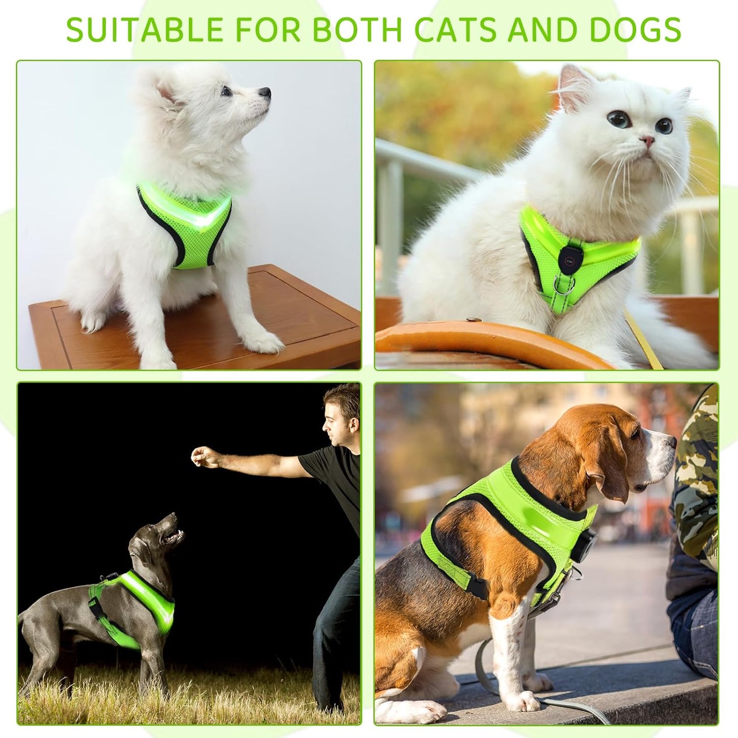 Fancysky Luminous Rechargeable LED Dog Harness for Enhanced Night Safety