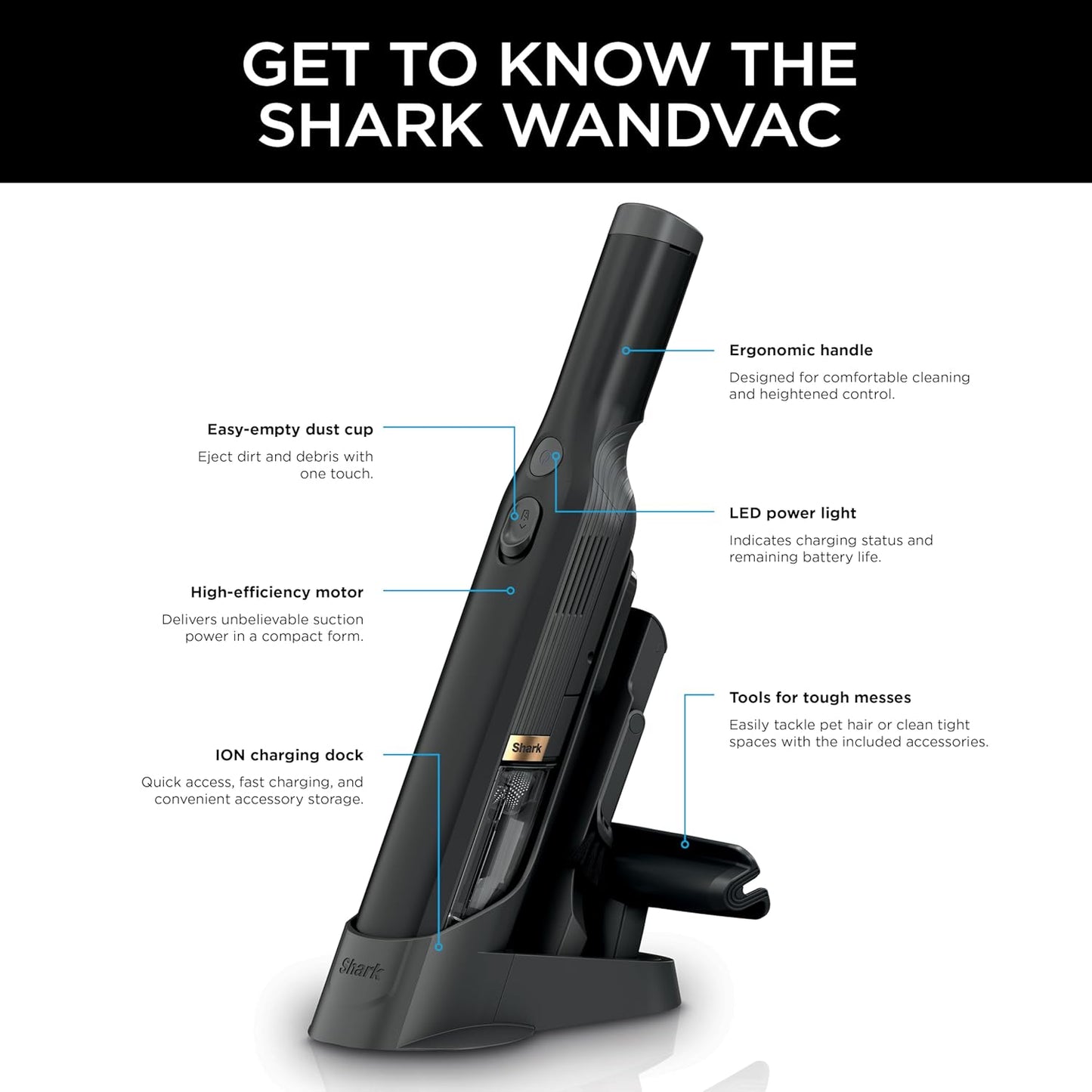 Shark WANDVAC Cordless Handheld Vacuum – Ultra-Light Powerful Pet Hair Cleaner