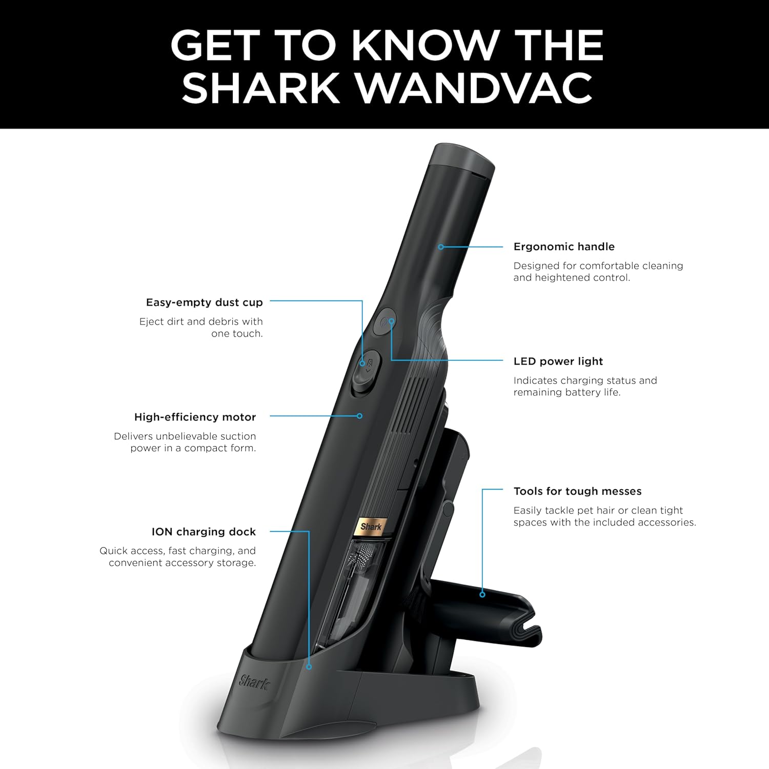 Shark WANDVAC Cordless Handheld Vacuum – Ultra-Light Powerful Pet Hair Cleaner