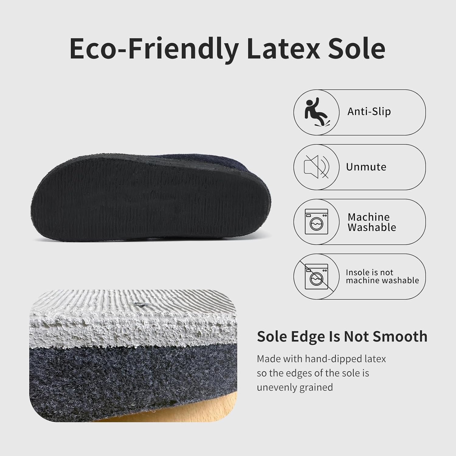 Mishansha Warm Felt Anti‑Slip Dark Blue Slippers Size 36