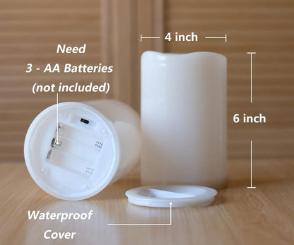 NONNO&ZGF 4X6in Outdoor IP44 Warm White LED Flameless Candle 2 Pack