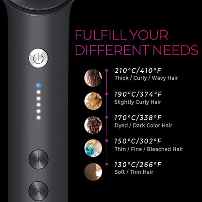 TYMO Ring 5-Temp Hair Straightener Brush with Fast Heating