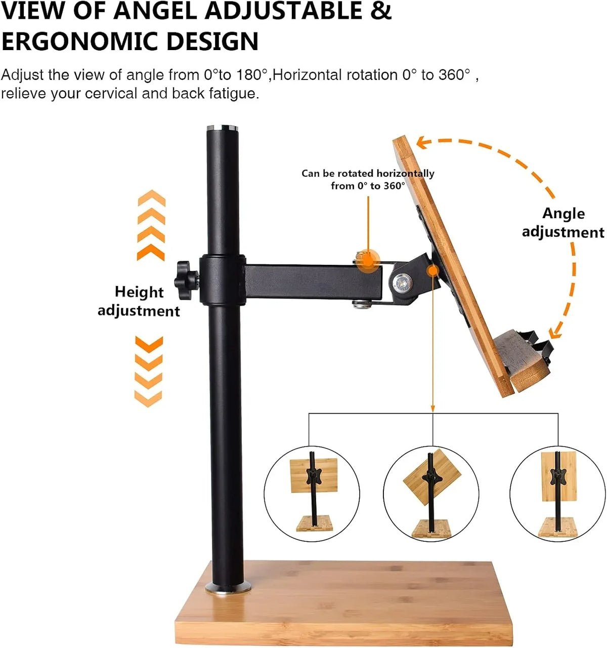Wishacc Adjustable Bamboo Book Stand with Height & Angle Clips - Gomix Brands Outlet