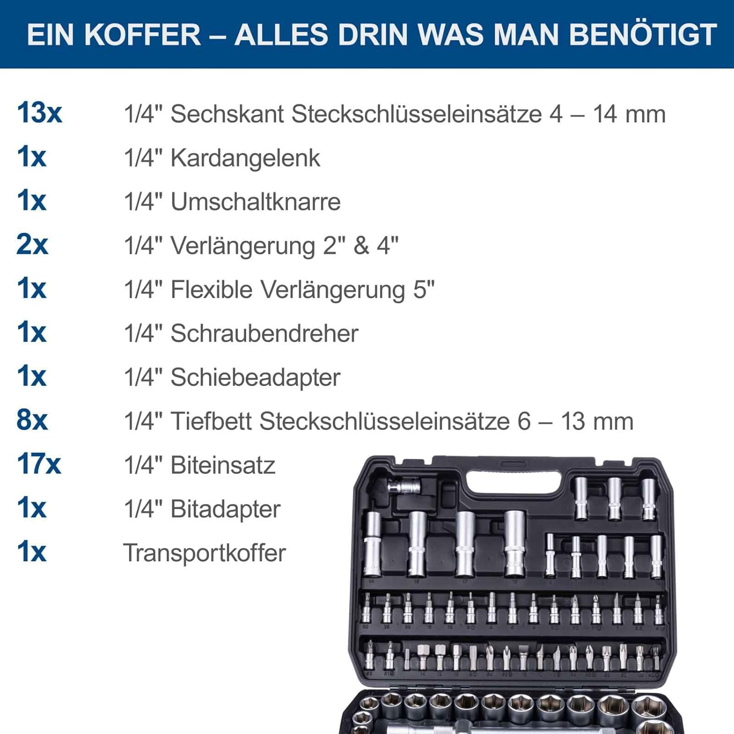 Scheppach TB100 94-Piece Chrome Vanadium Steel Tool Box Set
