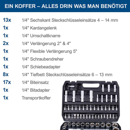 Scheppach TB100 94-Piece Chrome Vanadium Steel Tool Box Set
