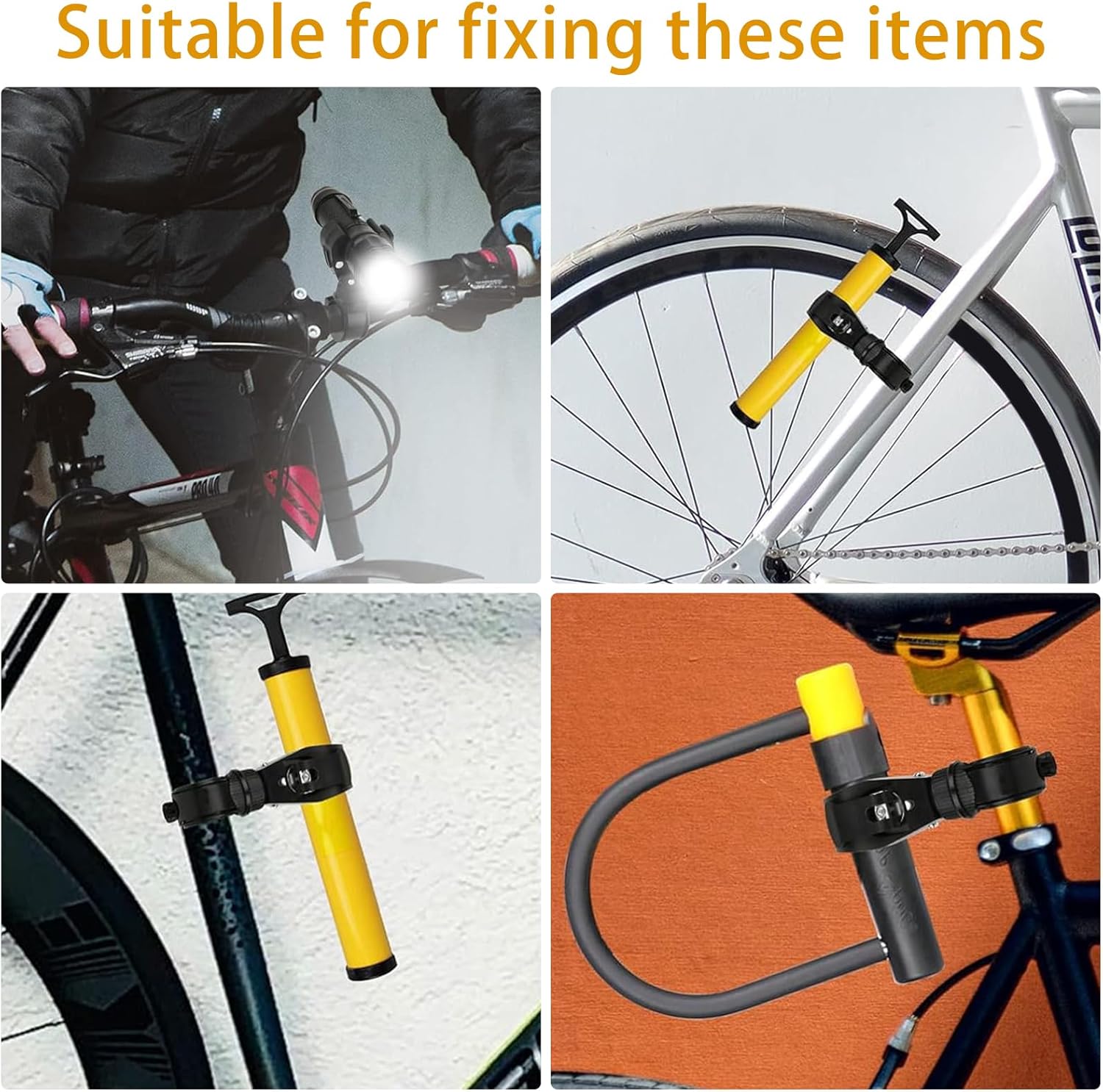 Universal 360° Rotating Bike Light Mount – Black, Fits 20-35mm Handlebars