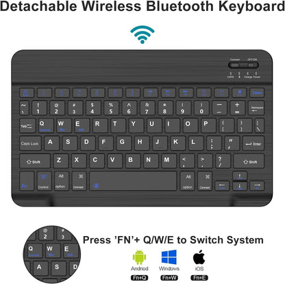 IVEOPPE Detachable Keyboard Case for iPad 10.2‑inch – Black, Lightweight, Backlit