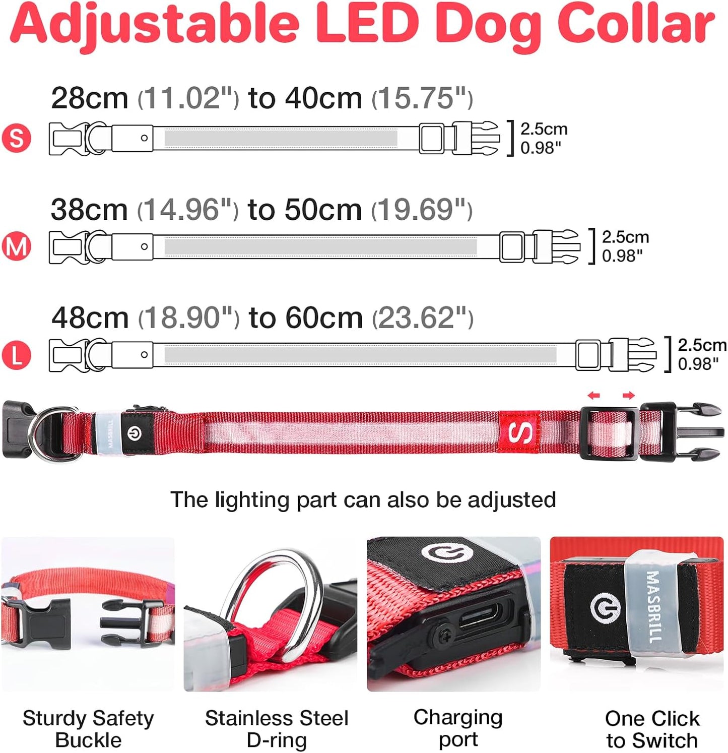 MASBRILL Rechargeable Security LED Pet Collar