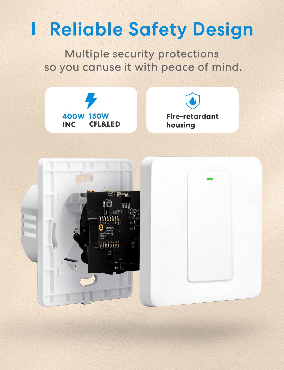 Meross HomeKit WiFi Smart Light Switch 1-Gang Neutral Required