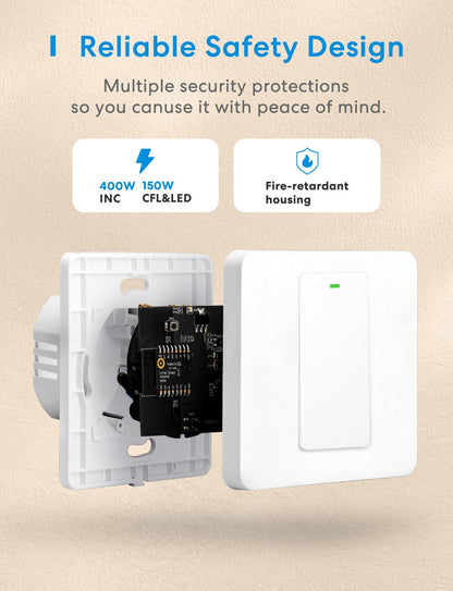 Meross HomeKit WiFi Smart Light Switch 1-Gang Neutral Required