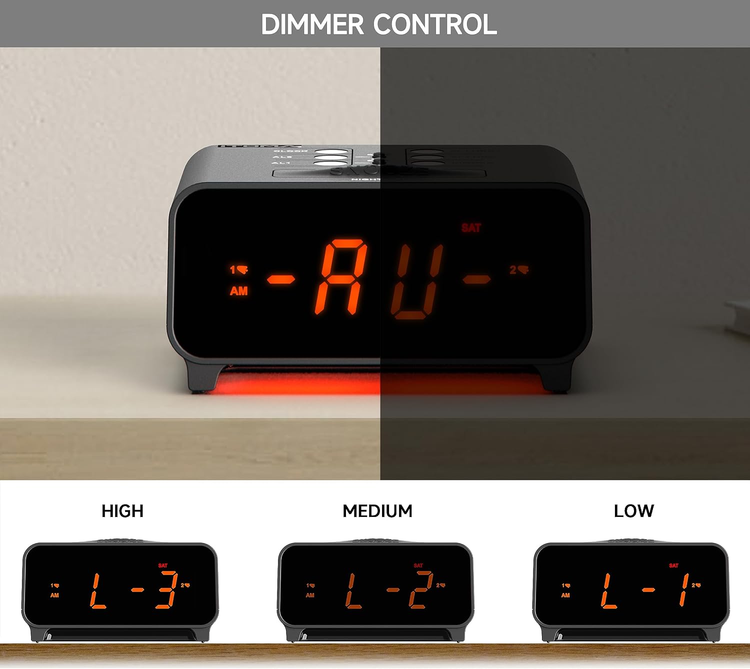 iTOMA 213 AM/FM Clock Radio with Dual Alarms Snooze Dimmer Night Light Black