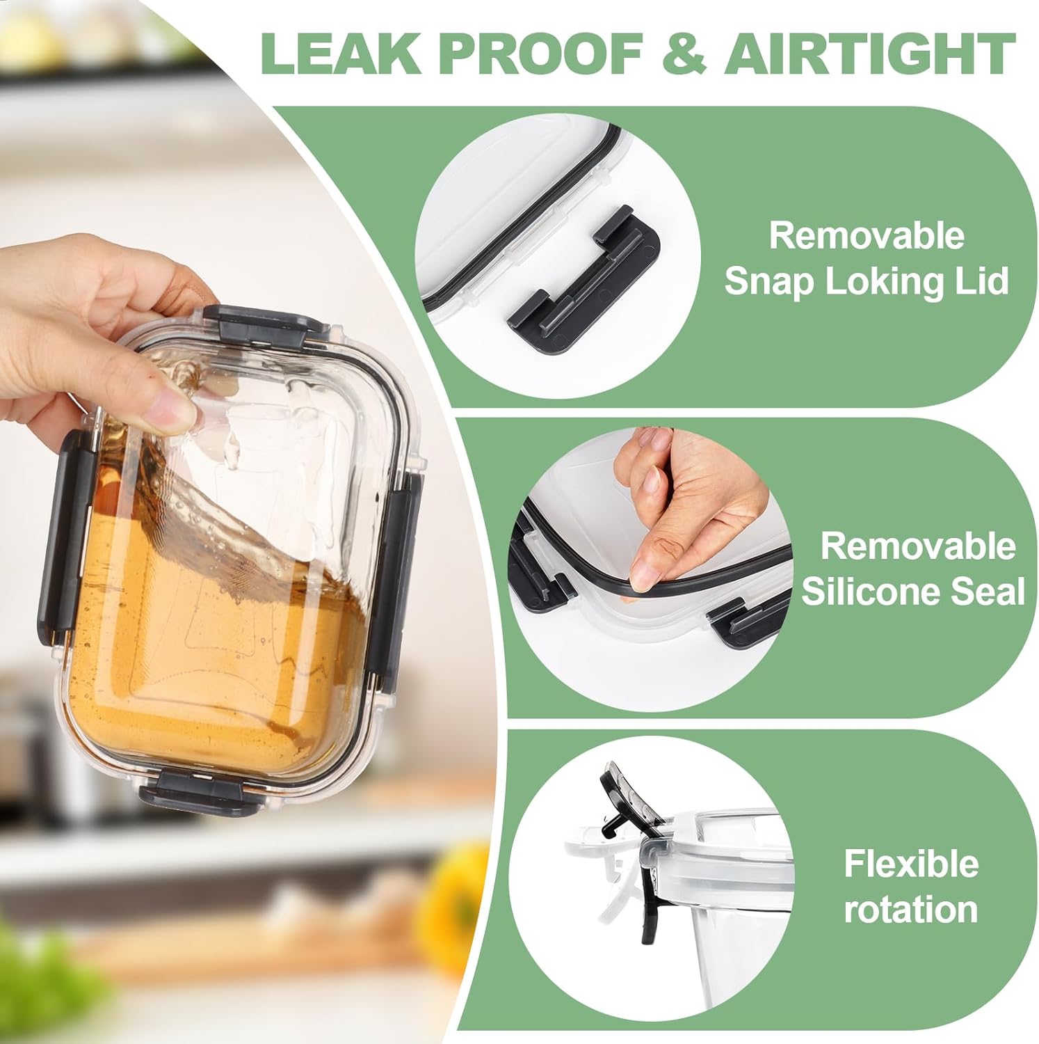 Skroam 12-Piece Borosilicate Glass Food Storage Container Set