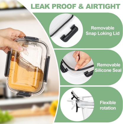 Skroam 12-Piece Borosilicate Glass Food Storage Container Set