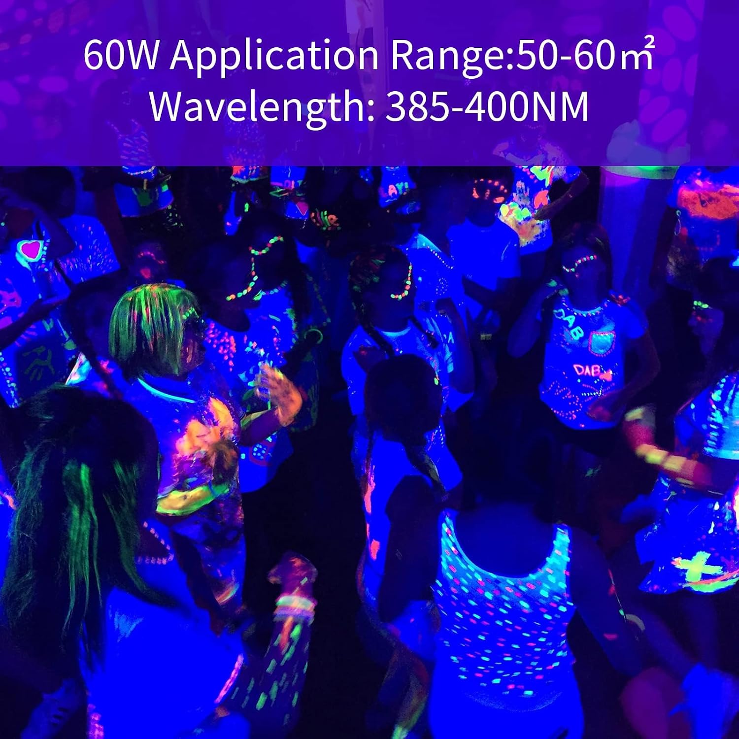 MEEKBOS 60W UV LED Black Light Wall Mount 100 LEDS Clear Finish