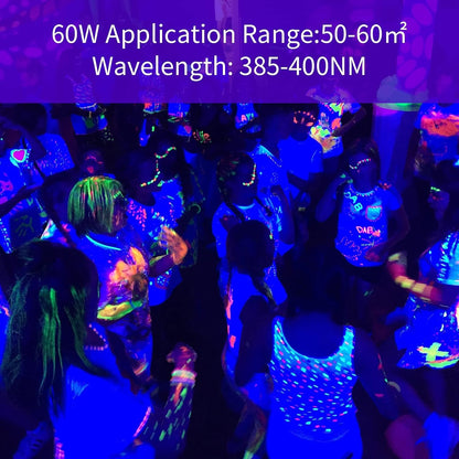MEEKBOS 60W UV LED Black Light Wall Mount 100 LEDS Clear Finish