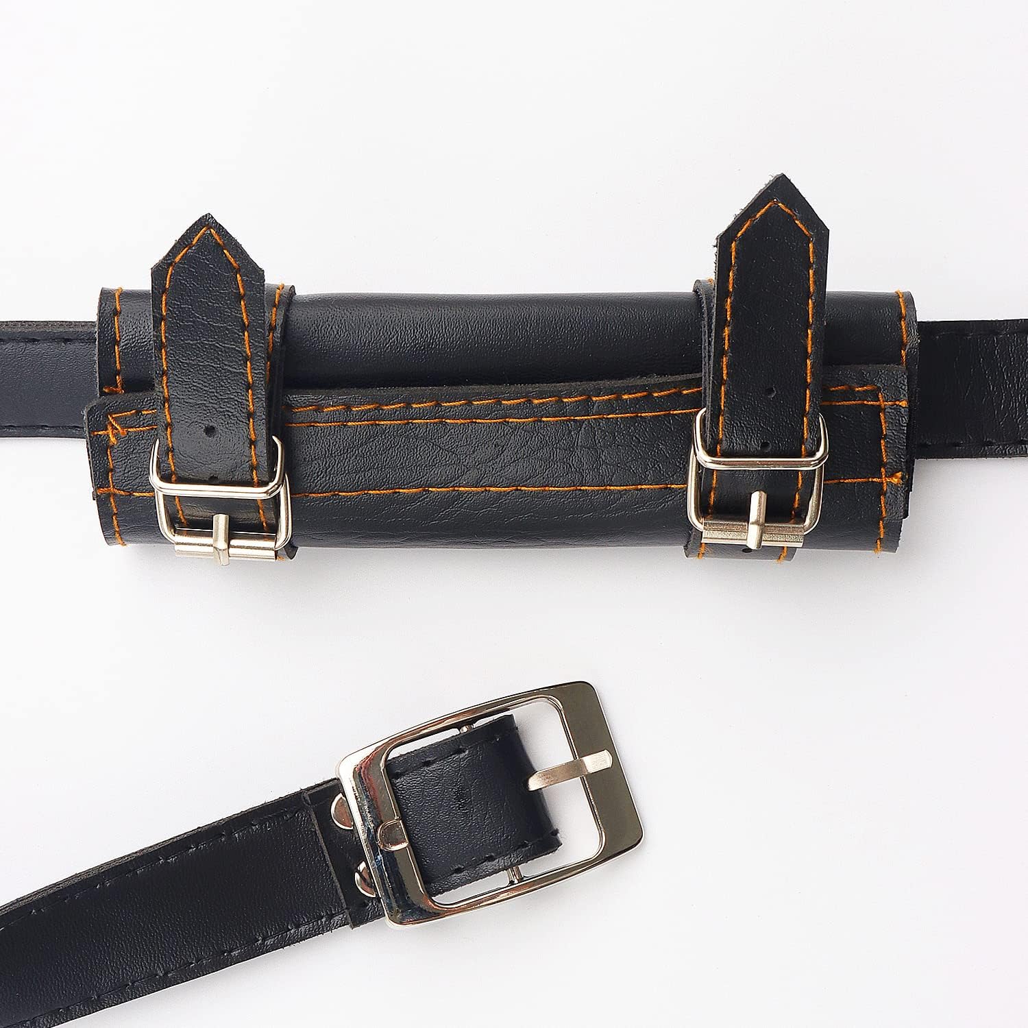 Adjustable Faux Leather Medieval Sword Holster Belt with Dual Buckles