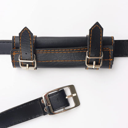 Adjustable Faux Leather Medieval Sword Holster Belt with Dual Buckles