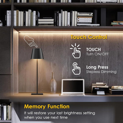 Aoceley HT-010 2-Pack LED Cordless Table Lamp Rechargeable 5000mAh Stepless Dimming IP65 Waterproof Modern Portable