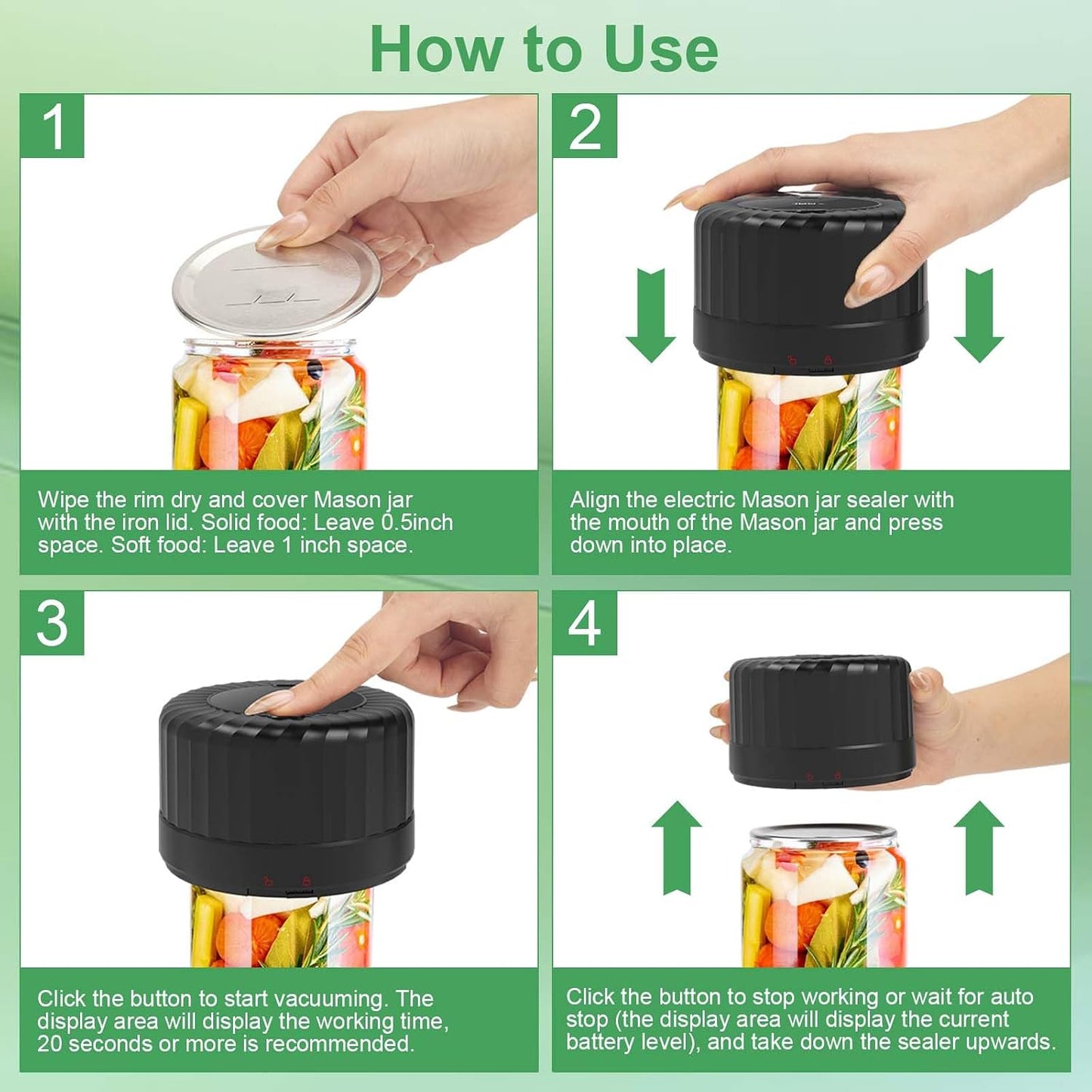 SelePow VP06+ Cordless Mason Jar Vacuum Sealer Black