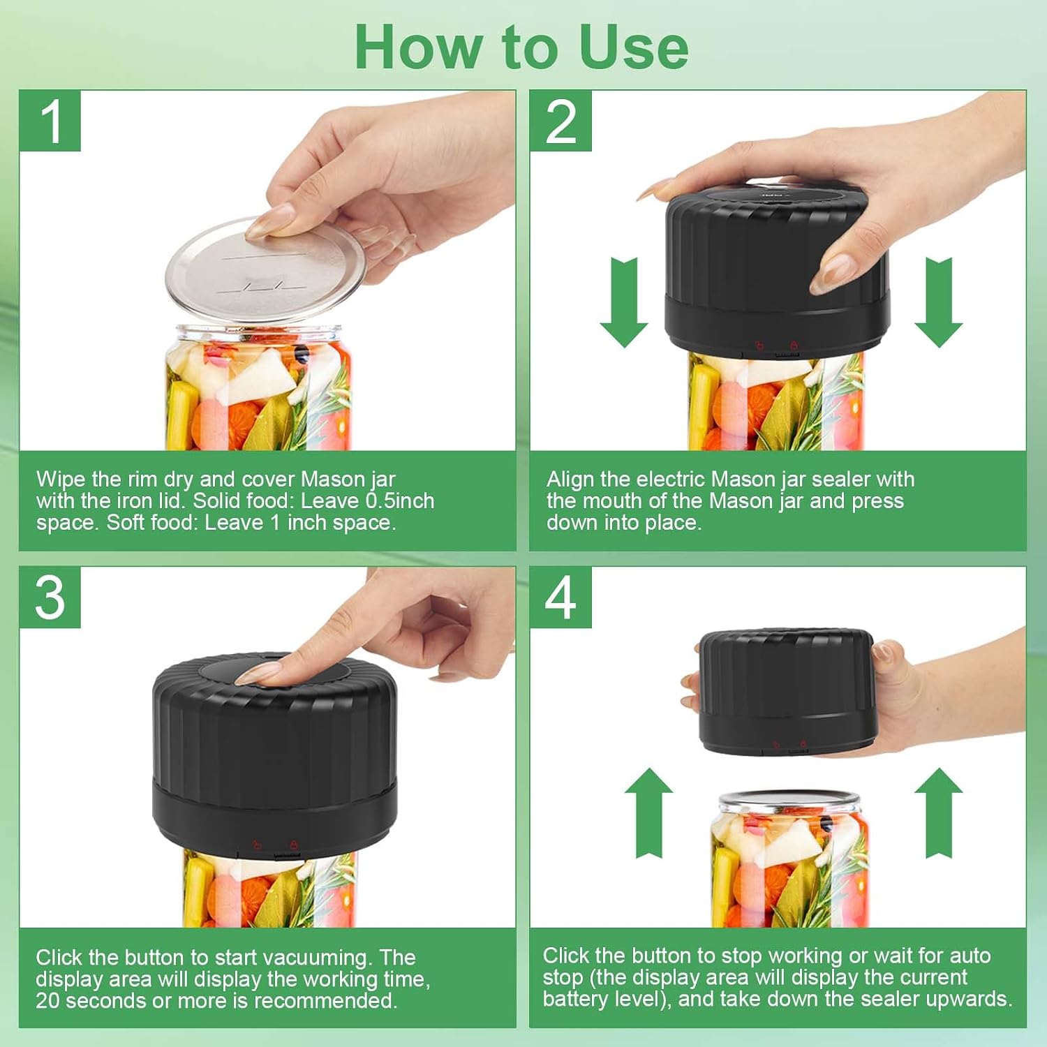 SelePow VP06+ Cordless Mason Jar Vacuum Sealer Black