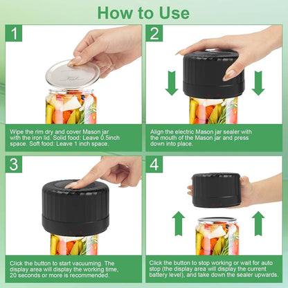 SelePow VP06+ Cordless Mason Jar Vacuum Sealer Black