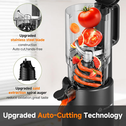 AOBOSI 135mm Large Feed Chute 1.5L 200W Cold Press Juicer – Black