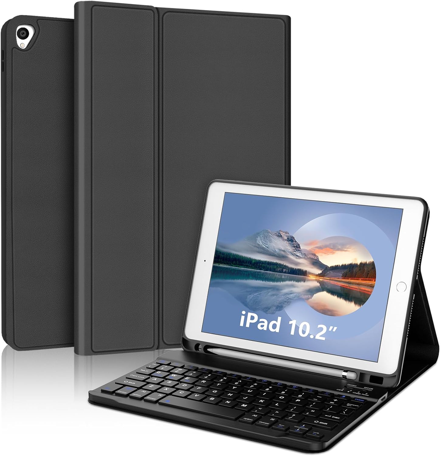 IVEOPPE Detachable Keyboard Case for iPad 10.2‑inch – Black, Lightweight, Backlit
