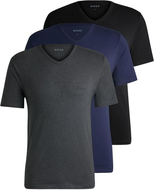 BOSS Men's Pure Cotton V-Neck T-Shirt Pack of Six