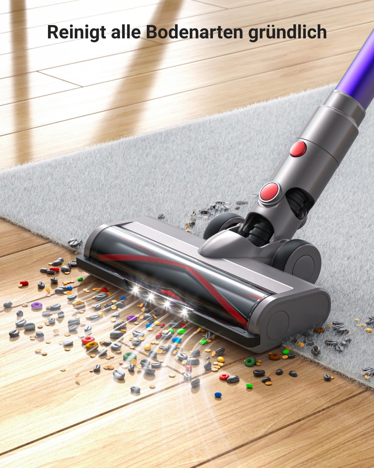 Roanow MarsVac V16 Cordless Vacuum Cleaner, 500W, 40KPa Suction, 60-Minute Runtime