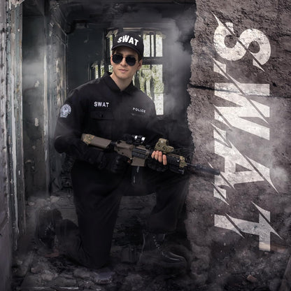 Ulikey Men's Tactical SWAT Jumpsuit with Cap, Sunglasses, Gloves