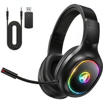 Awinnasey PH1 Wireless Gaming Headset 2.4GHz Bluetooth 7.1 Surround Sound Over-Ear with Mic for PS5 PS4 PC Switch