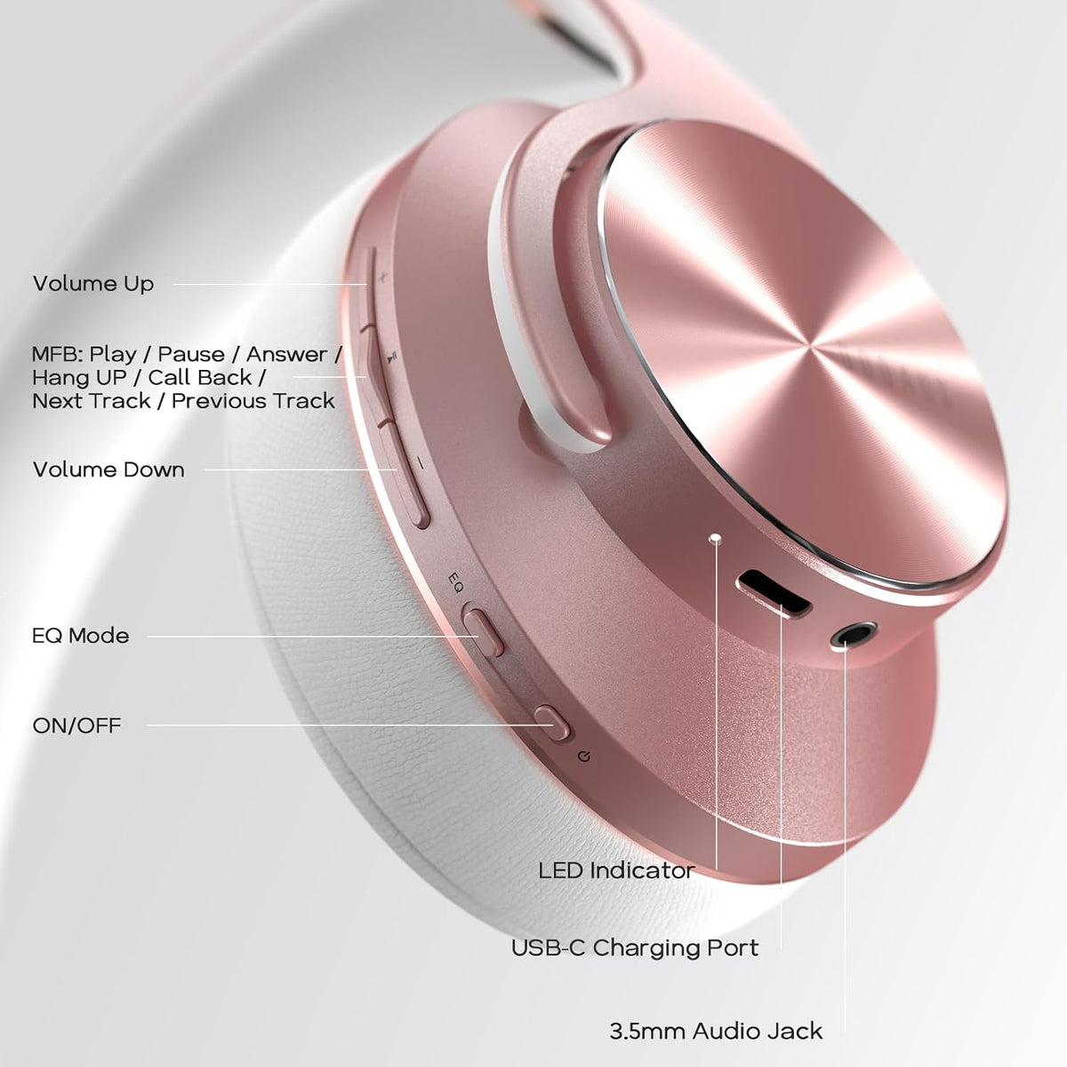 DOQAUS Black Over-Ear Wireless Bluetooth Headphones Care 1