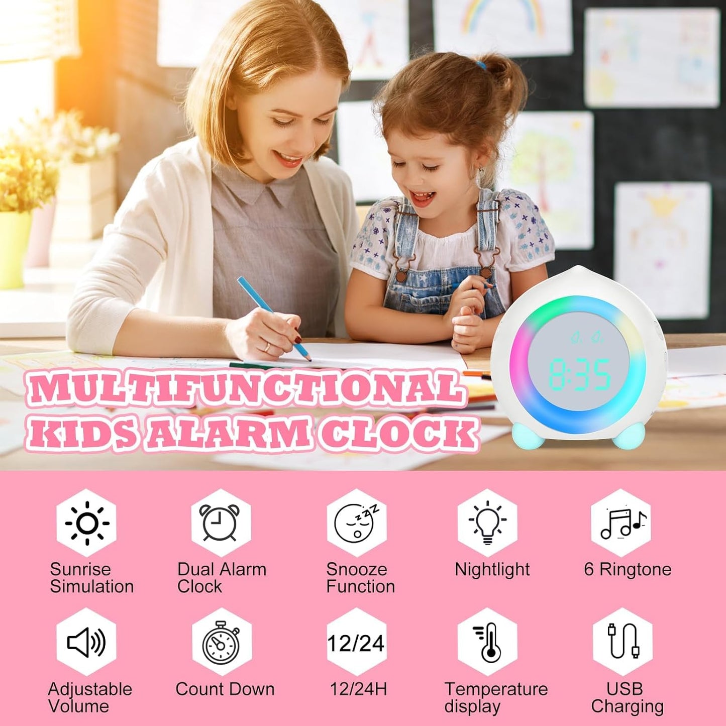 PROKING Digital Alarm Clock for Kids Powered with LED