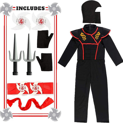 SATKULL Kids Ninja Costume Set with Dragon Accessories