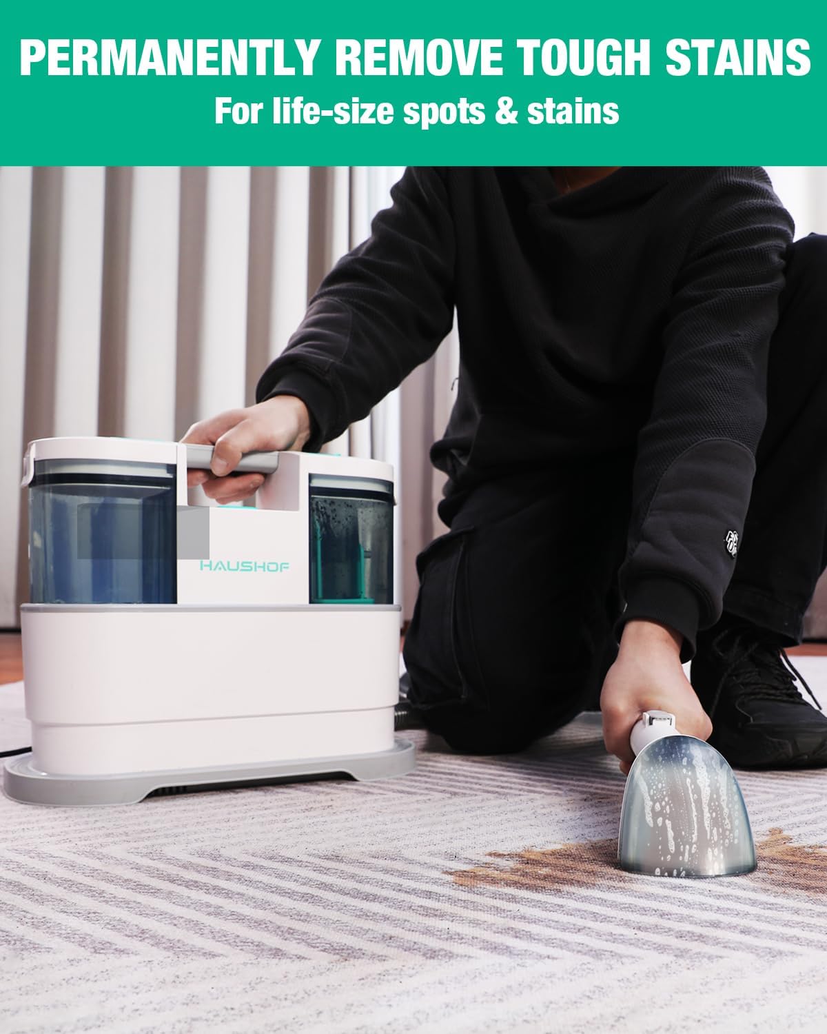 HAUSHOF Portable Spot Cleaner: Powerful Suction for Pet Stains & Upholstery