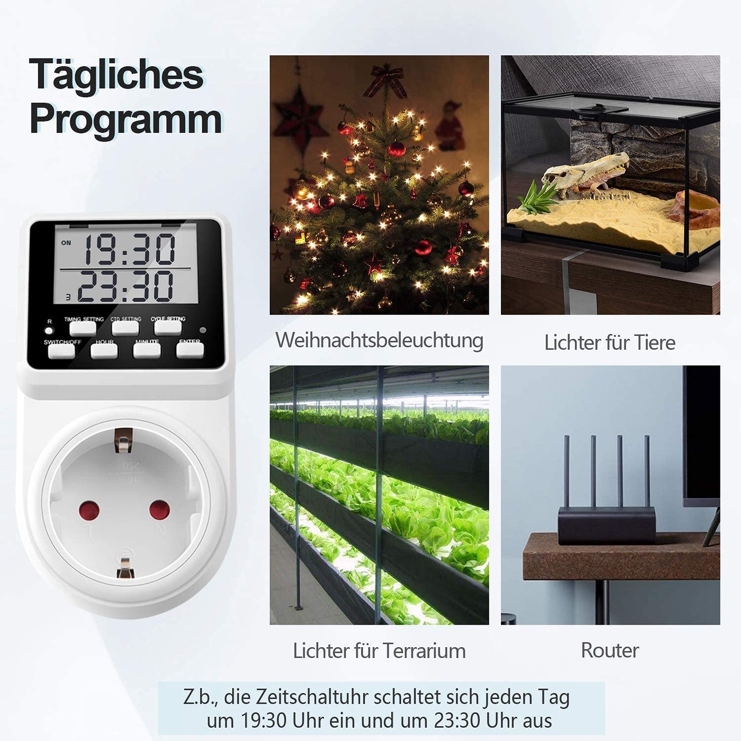 NOVKIT Digital Interval Timer Socket with 3 Programs and Countdown