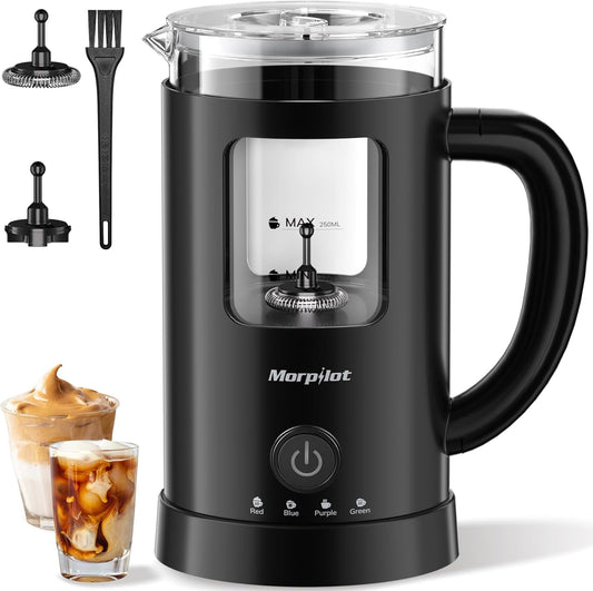 Morpilot 4-in-1 Electric Milk Frother 600 ml Black Glass