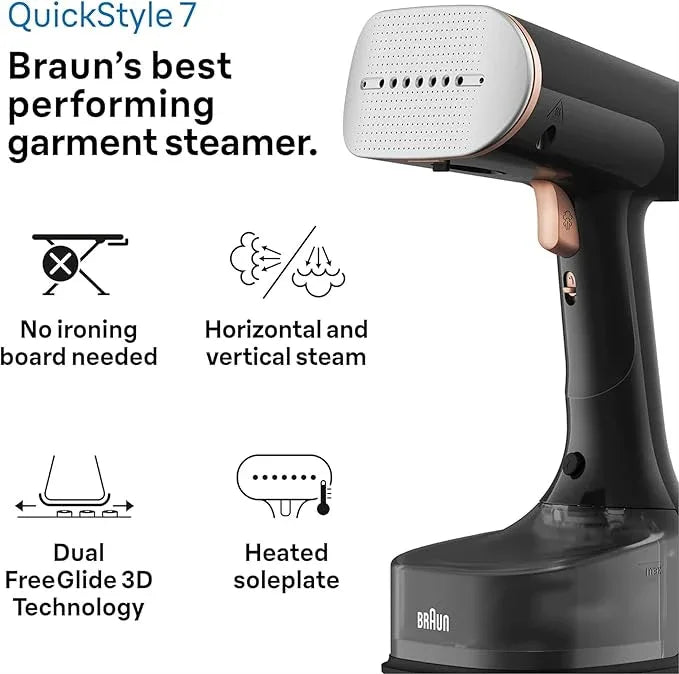 Braun QuickStyle 7 GS7077BK 1600W Vertical Steam Iron Dual FreeGlide - Gomix Brands Outlet