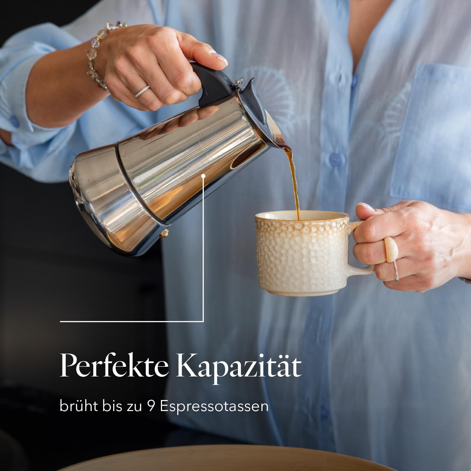 Florina 9‑Cup Stainless Steel Espresso Maker for Induction Hobs