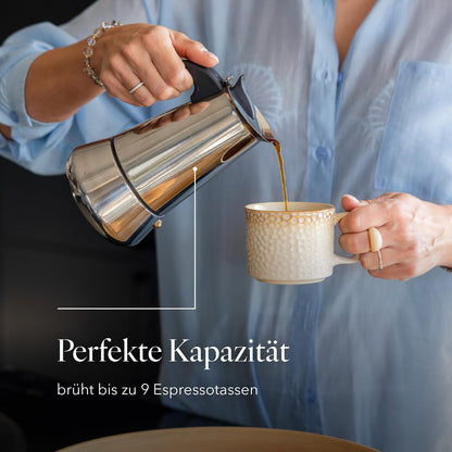 Florina 9‑Cup Stainless Steel Espresso Maker for Induction Hobs