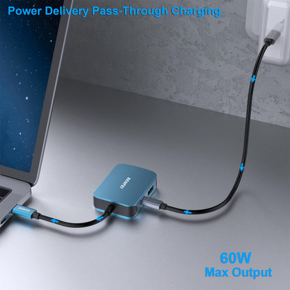 BENFEI 4-in-1 USB C Hub Adapter for MacBook iPhone 15 Blue