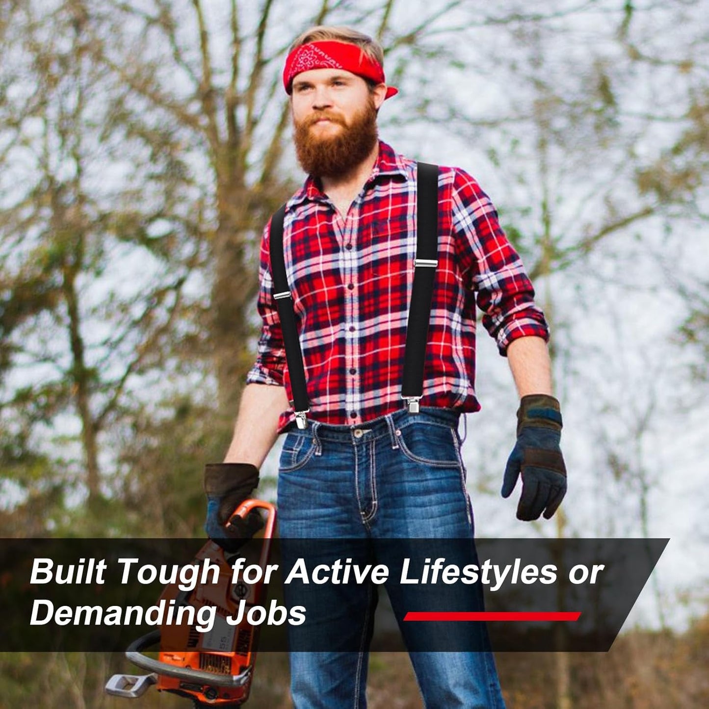 Ultrashang Classic Men's Heavy-Duty 2-Inch Wide Suspenders with Sturdy Clips