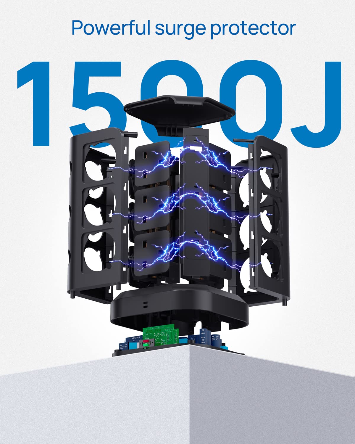 Kousla 20W USB-C Power Tower, 12 AC Outlets, 4 USB-A Ports